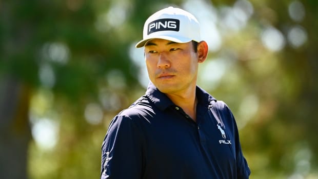 Chan Kim in action on the fourth green during the final round of the Albertsons Boise Open presented by Chevron at Hillcrest Country Club on August 27, 2023 in Boise, Idaho.